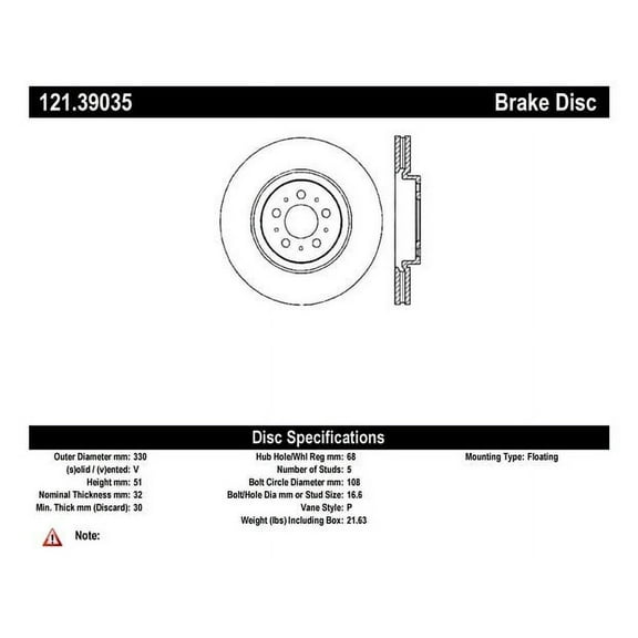 C-Tek Disc Brake Rotor 121.39035 Fits select: 2004-2007 VOLVO V70, 2004-2007 VOLVO S60 R