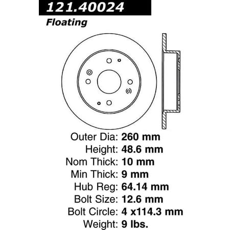 C-Tek Disc Brake Rotor 121.40024 Fits select: 1991-1997 HONDA ACCORD, 1997 ACURA 3.0CL