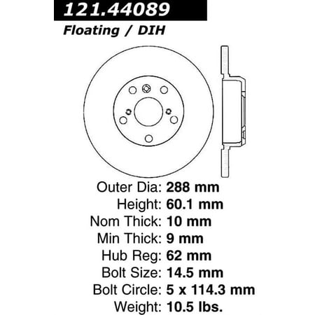 C-Tek Disc Brake Rotor 121.44089 Fits select: 2001-2003 TOYOTA HIGHLANDER, 1999-2003 LEXUS RX