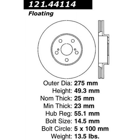 C-Tek Disc Brake Rotor 121.44114 Fits select: 2003-2008 TOYOTA COROLLA, 2005-2010 TOYOTA SCION TC