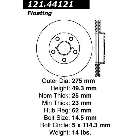 C-Tek Disc Brake Rotor 121.44121 Fits select: 2001-2005 TOYOTA RAV4