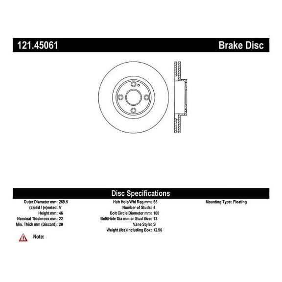 C-Tek Disc Brake Rotor 121.45061 Fits select: 2001-2005 MAZDA MX-5 MIATA