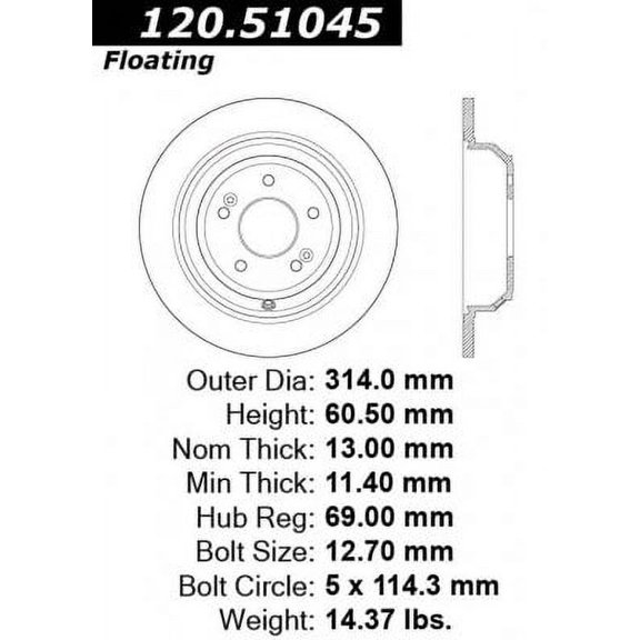 C-Tek Disc Brake Rotor 121.51045 Fits select: 2010-2016 HYUNDAI GENESIS, 2017-2019 GENESIS G80