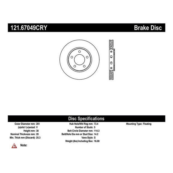 C-Tek Disc Brake Rotor 121.67049 Fits select: 2001-2007 DODGE GRAND CARAVAN, 2001-2007 CHRYSLER TOWN & COUNTRY