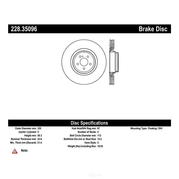 C-Tek Disc Brake Rotor 228.35096 Fits select: 2007-2009,2012-2013 MERCEDES-BENZ S