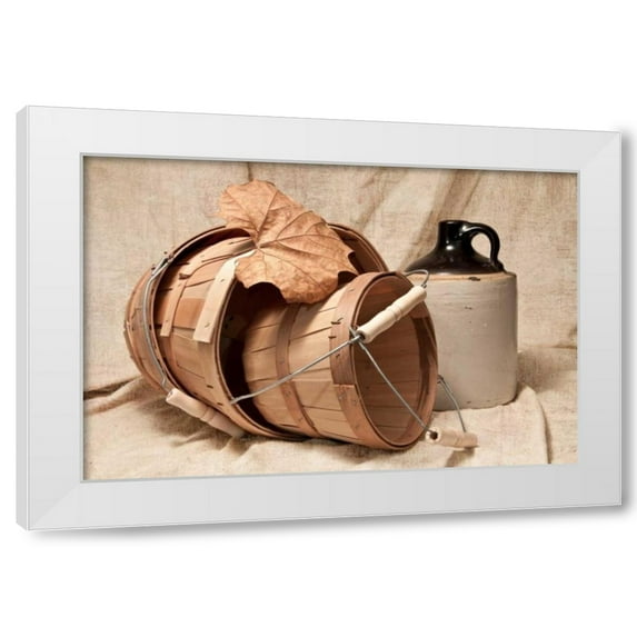 C. Thomas McNemar 32x23 White Modern Wood Framed Wall Art Titled - Baskets with Crock I