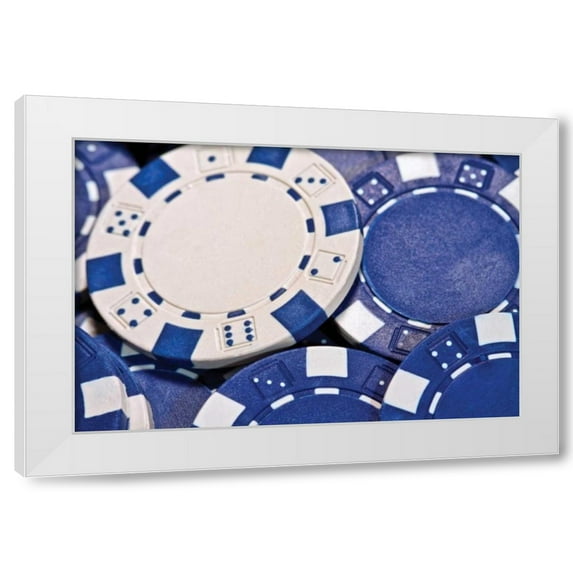 C. Thomas McNemar 4x24 White Modern Wood Framed Wall Art Titled - Poker Chips II