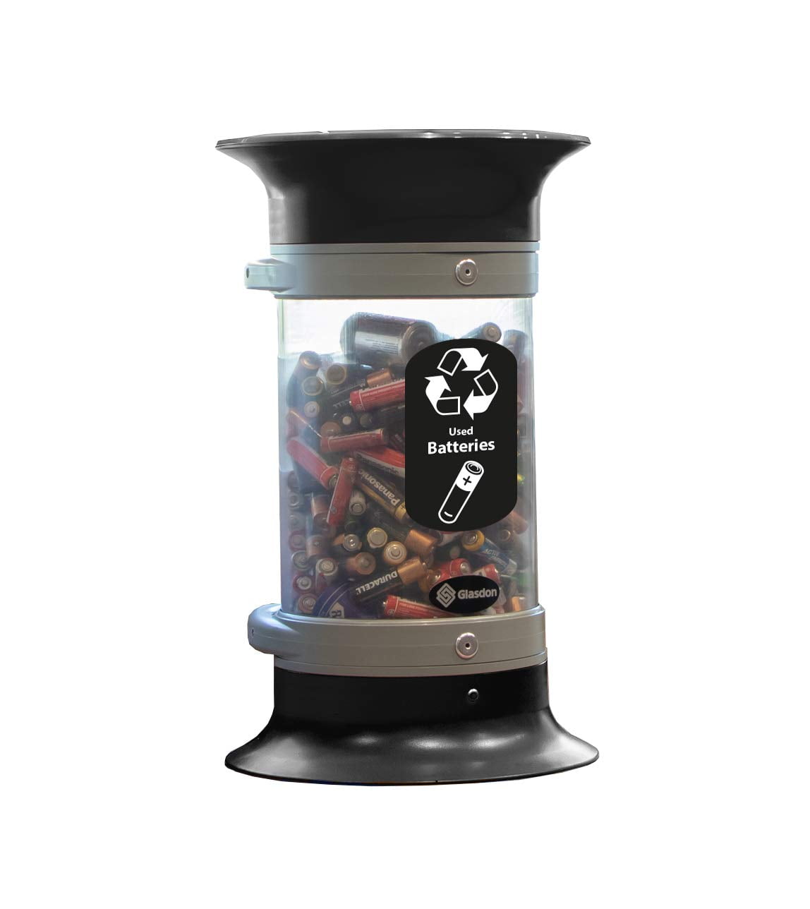 C-Thru 5Q Battery Recycling Tube (Black) – Small Battery Recycling Bin ...