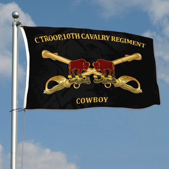 C Troop,10th Cavalry Regiment Cowboy 1st Cavalry Division US Army Flag 3x5Feet Outdoor Indoor Decoration Flag with Brass Grommets