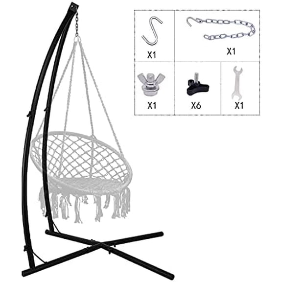 C-Type Hammock chair Stand, Heavy Duty Steel Solid Hammock Rack Stand, Adjustable Height, for Hanging Chairs,Tree tentLoungers, Air Porch, Swings , Indoor/Outdoor Patio, Yard, 220lbs Capacity