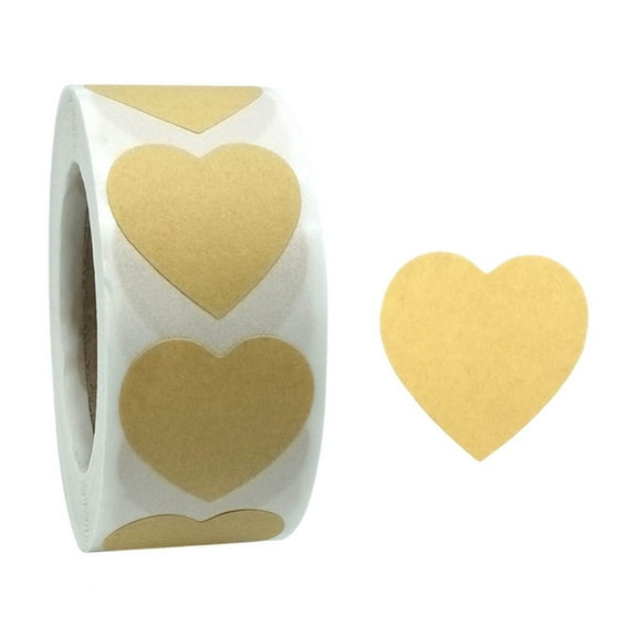 C Valentine Day Kraft Paper Heart Round Stickers Self Adhesive Labels For Packaging Baking Decor 500 Labels Per Roll Style C