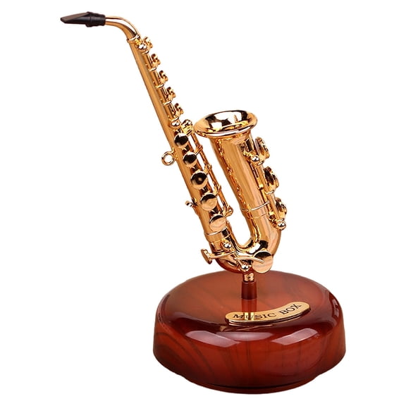 C Vintage Mechanical Saxophone Music Box For Home Decor Classical Octave Instrument Ornament For Wine Cooler And Gift For Girls C