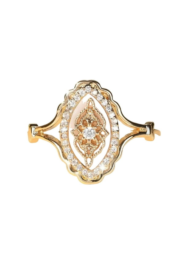 C Vintage Ring Lace Ring Women'S Personalized With Zirconia Embellishments, Plating Material And Comfortable Fit For Formal Events And Daily Wear