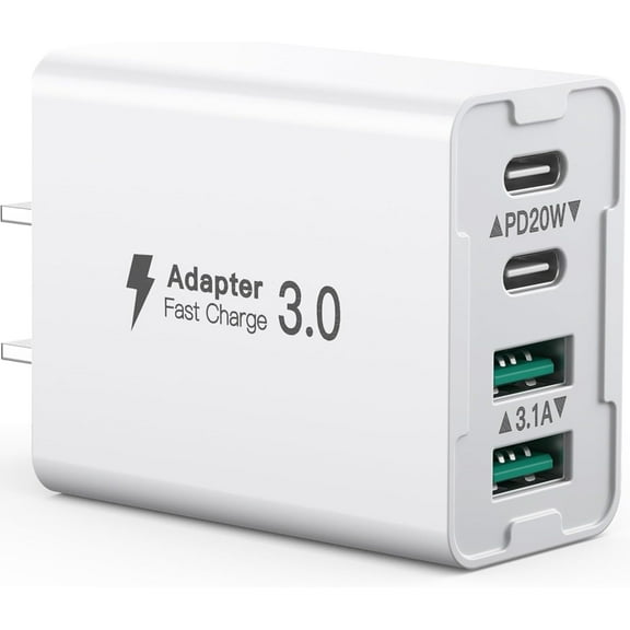 C Wall , 40W 4-Port C Block, Block Dual Port PD+QC Wall Plug Multiport Type C for /11/ ///8/7, , Phone, Tablet