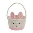 C White Pink Bunny Storage Basket With Rope Construction, Easy Carry ...