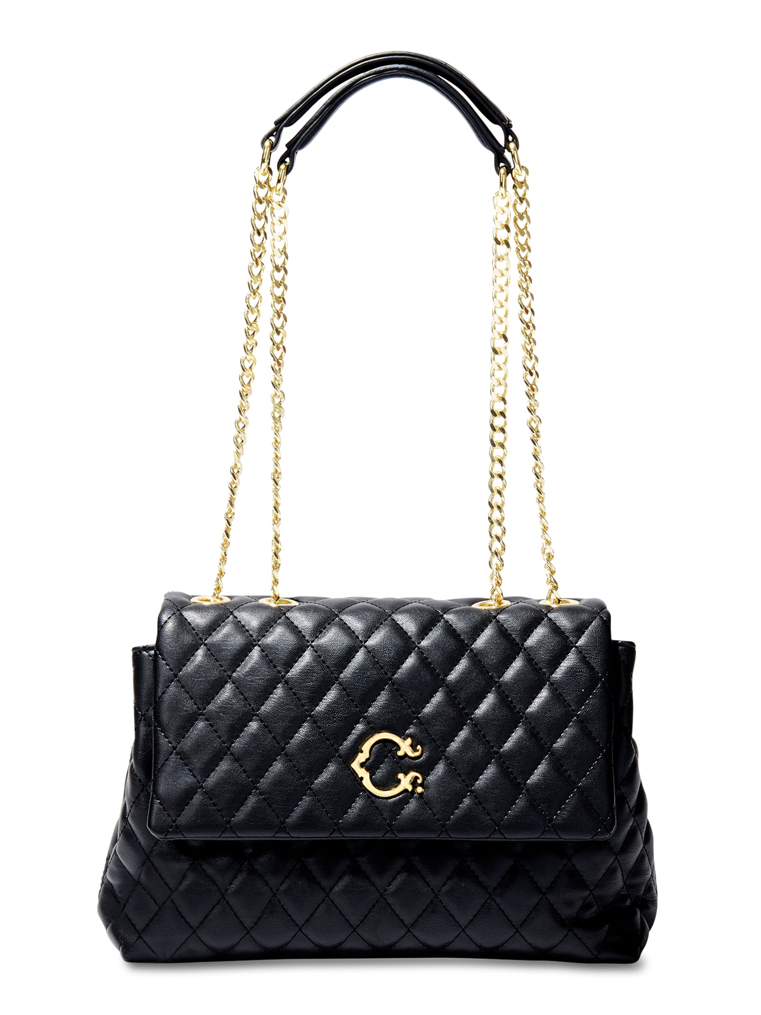 Chanel Matelasse Quilted Black Shimmer Leather Chain Shoulder Tote Bag