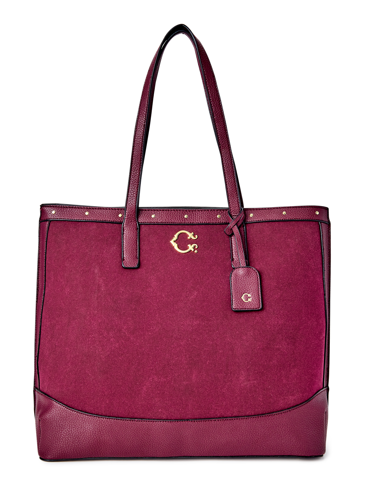 C. Wonder Women's Emma Faux Suede Studded Tote Bag Wine - image 1 of 5