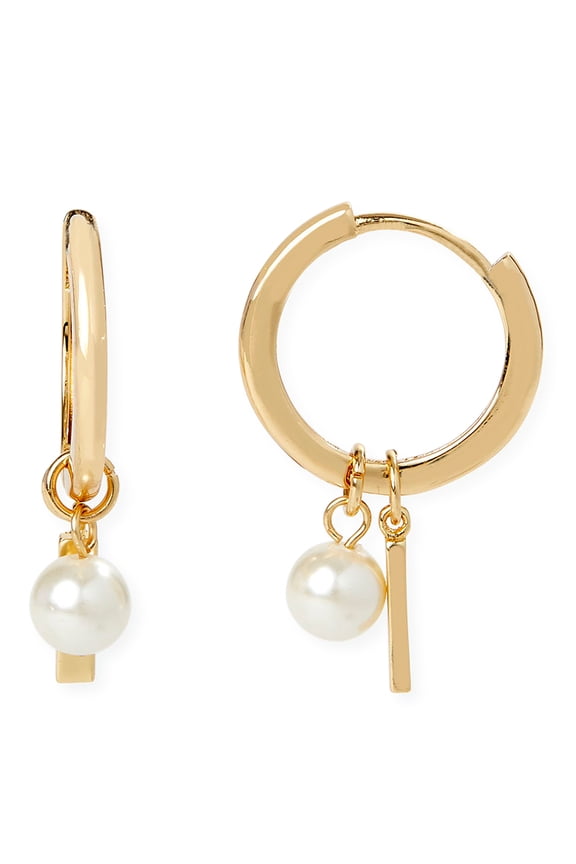 Women's Faux Pearl Interchangeable Hoop and Charm Earrings