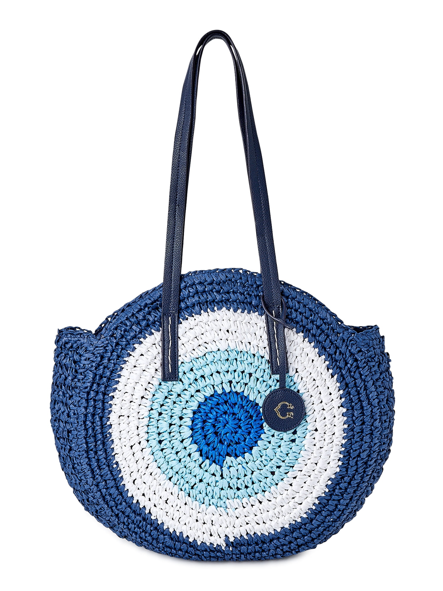 Navy blue online straw handbags