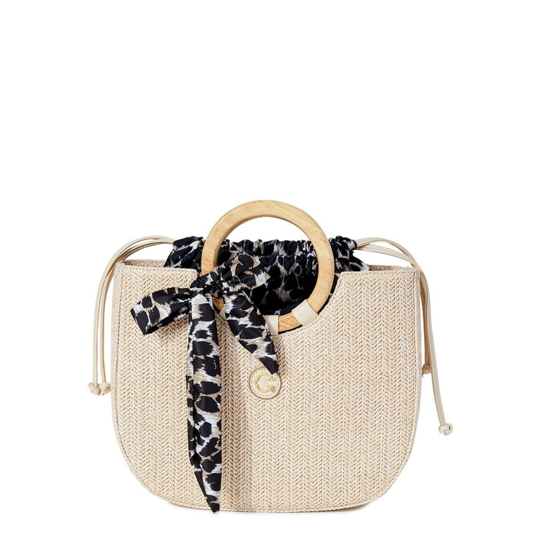 Cream shop straw bag
