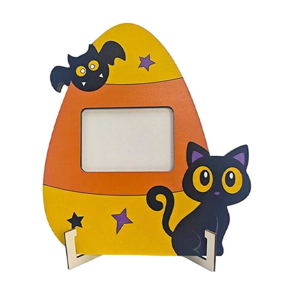 C Wooden Halloween Picture Frame Decorative Pumpkin Themed Activity Frame And Desktop Ornament For 2.5X3.5 In Photos