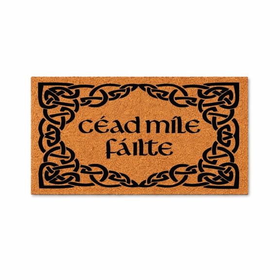 Céad Míle Fáilte Doormat, Celtic Knot Border Entryway Welcome Mat (24x48 inches) WoodByStu 1622