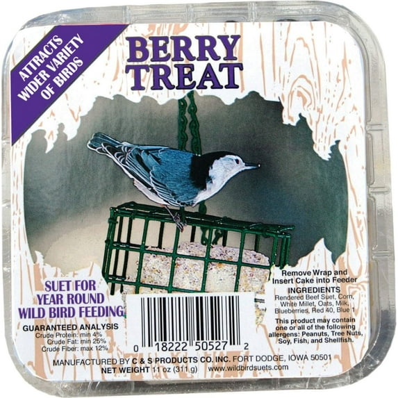 C & S Products Wild Bird Suet Treat - Berry Flavor - Suet Form
