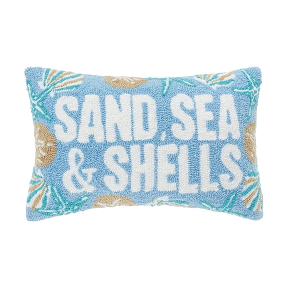 Sea Sand & Shells Hooked Throw Pillow