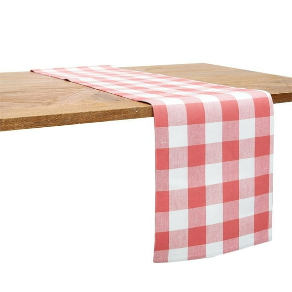 Franklin Coral Gingham Check Table Runner 13" x 72"
