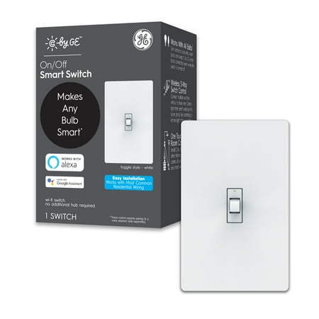 C by GE On/Off 3-Wire Smart Switch - Works with Alexa + Google Home Without Hub, Toggle Style Smart Switch, Single-Pole/3-Way Replacement, White