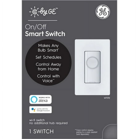 GE - CYNC Smart Switch, Neutral Wire Required, On-Off Button Style with Bluetooth and 2.4 GHz Wifi (Packing May Vary) - White