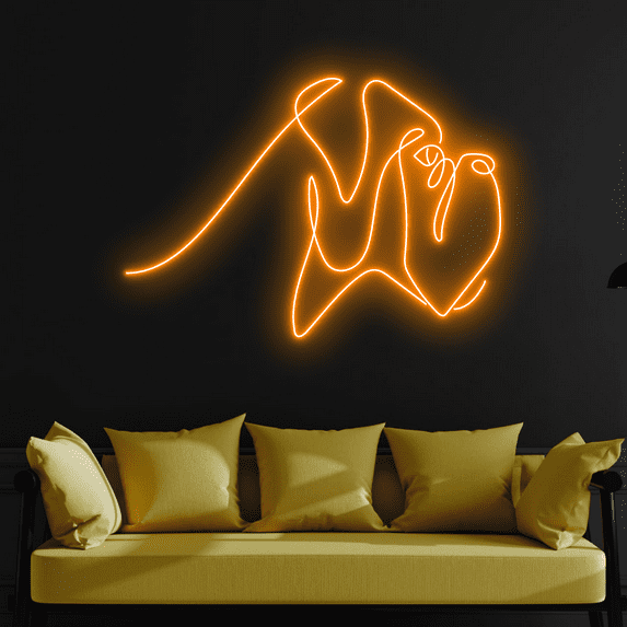 C-craft Abstract Line Boxer Dog Minimalist Neon Sign Wall Art Living Room Wall Decor House Decor