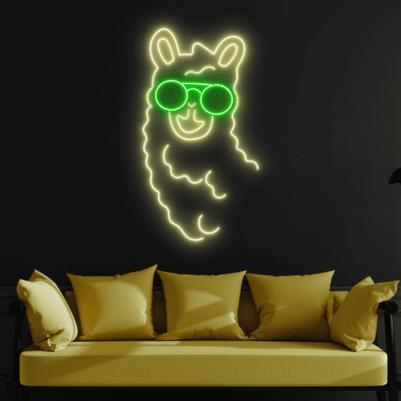 C-craft Alpaca Llama Neon Sign Wall Art Led Light Bedroom Wall Decor Party Decorations