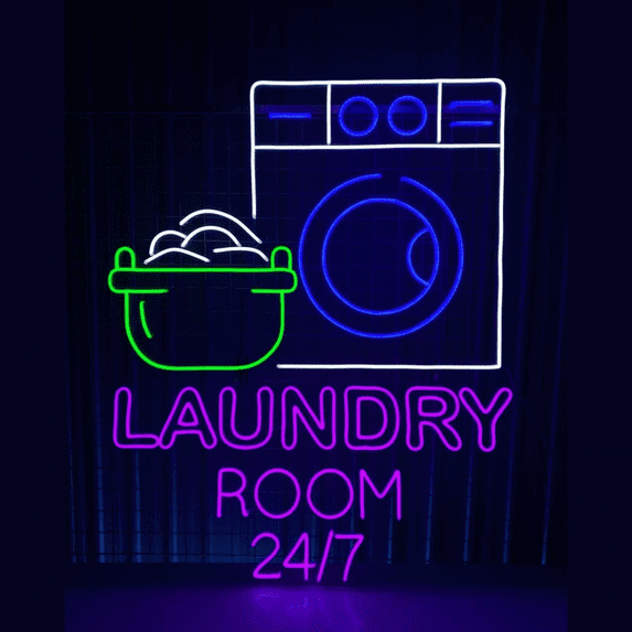 C-craft Bright Neon Laundry Room Sign Add a Splash of Color to Your Laundry Space