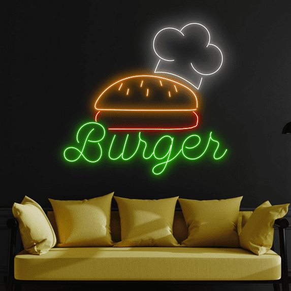 C-craft Burger Neon Sign for Burger Shop Business Food Home Bar Restaurant Wall Decorations