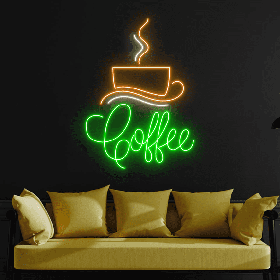 C-craft Coffee Neon Sign Wall Art Kitchen Decorations Led Sign Wall Decor for Coffee Bar Decor