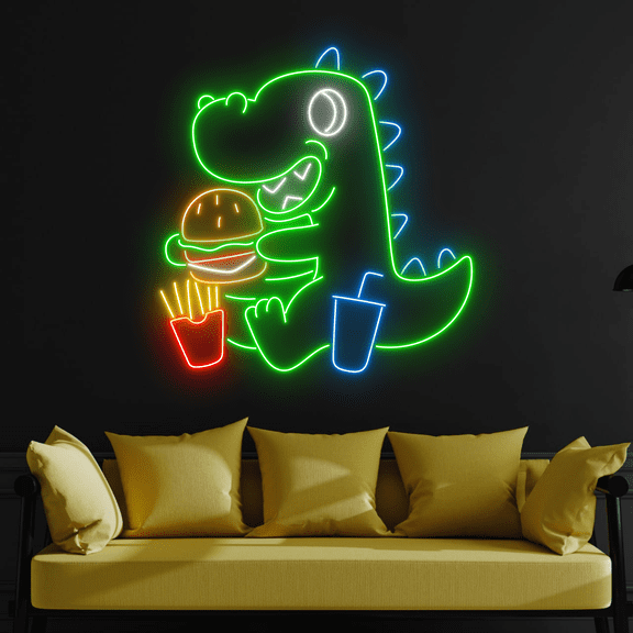 C-craft Dinosaur Anime Neon Sign Wall Art Teen Room Decor Led Sign for Living Room Wall Decor