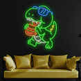 thumbnail image 1 of C-craft Dinosaur eat Burger Neon Sign for Kids Room Decor Lights for Bedroom, 1 of 5