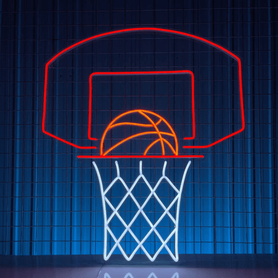 C-craft Elevate Your Man Cave with a Basketball Ball In Rim Neon Sign Perfect Club Wall Decor