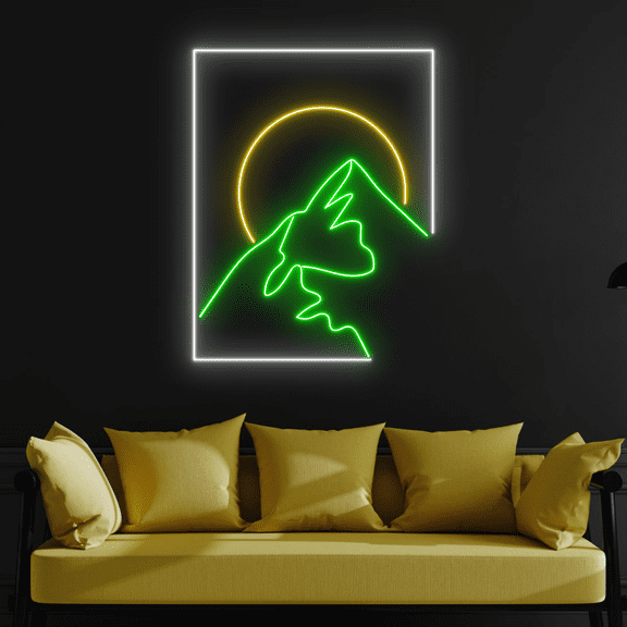 C-craft Moon Over The Mountains Neon Sign Landscape Lights Living Room Wall Decor House Decor Gift