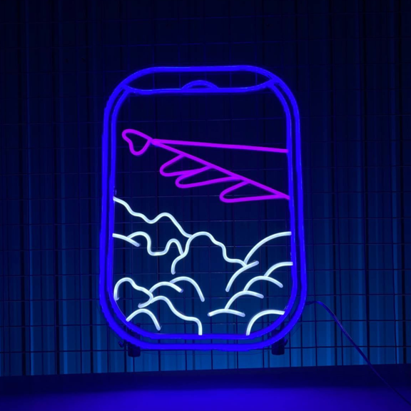 C-craft Neon Signs Plane Window View Led Neon Sign for Bedroom Office Hotel Pub Cafe Wall Decor