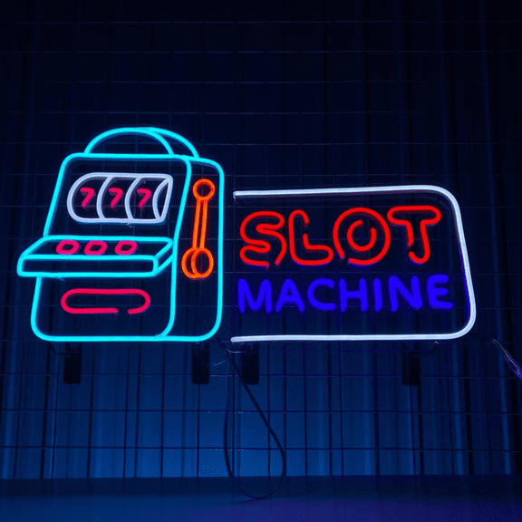 C-craft Slot Machine Neon Sign Perfect for Poker Clubs and Casino Wall Decor