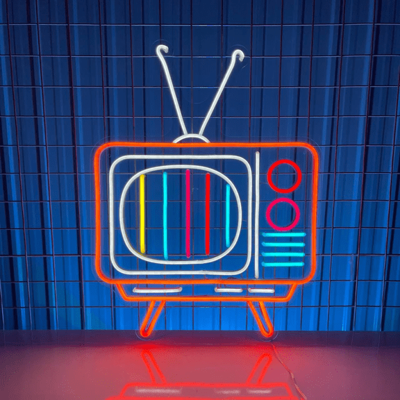 C-craft TV with Antenna Glass Tubes Teen Room Decor Led Sign for Bedroom Wall Decor House Decor