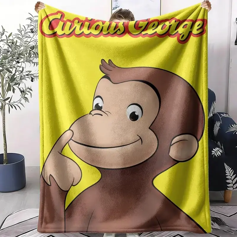 Travel Rug C-curious George Throw Blanket Soft Flannel Throw Blanket Summer ...