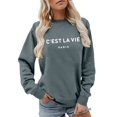thumbnail image 1 of C'est La Vie Paris Sweatshirts for Women Oversized Letter Graphic Crewneck Tops Casual Drop Shoulder Long Sleeve Pullover Sweatshirt Fashion Streetwear Workout Outfits Grey M, 1 of 4