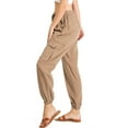 thumbnail image 1 of C'est Toi Women's High Rise Baggy Cargo Woven Tencel Jogger Pants (Khaki, Small), 1 of 3