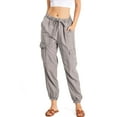 thumbnail image 1 of C'est Toi Women's High Rise Baggy Cargo Woven Tencel Jogger Pants (L, Gray), 1 of 3