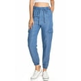 thumbnail image 1 of C'est Toi Women's High Rise Baggy Cargo Woven Tencel Jogger Pants (Medium Denim, Medium), 1 of 4