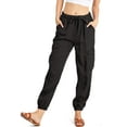 thumbnail image 1 of C'est Toi Women's High Rise Baggy Cargo Woven Tencel Jogger Pants (S, Black), 1 of 4