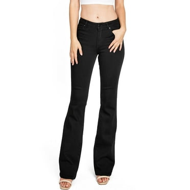 C'est Toi Women's Juniors High Rise Denim Bell Bottom Jeans (Black, 3)